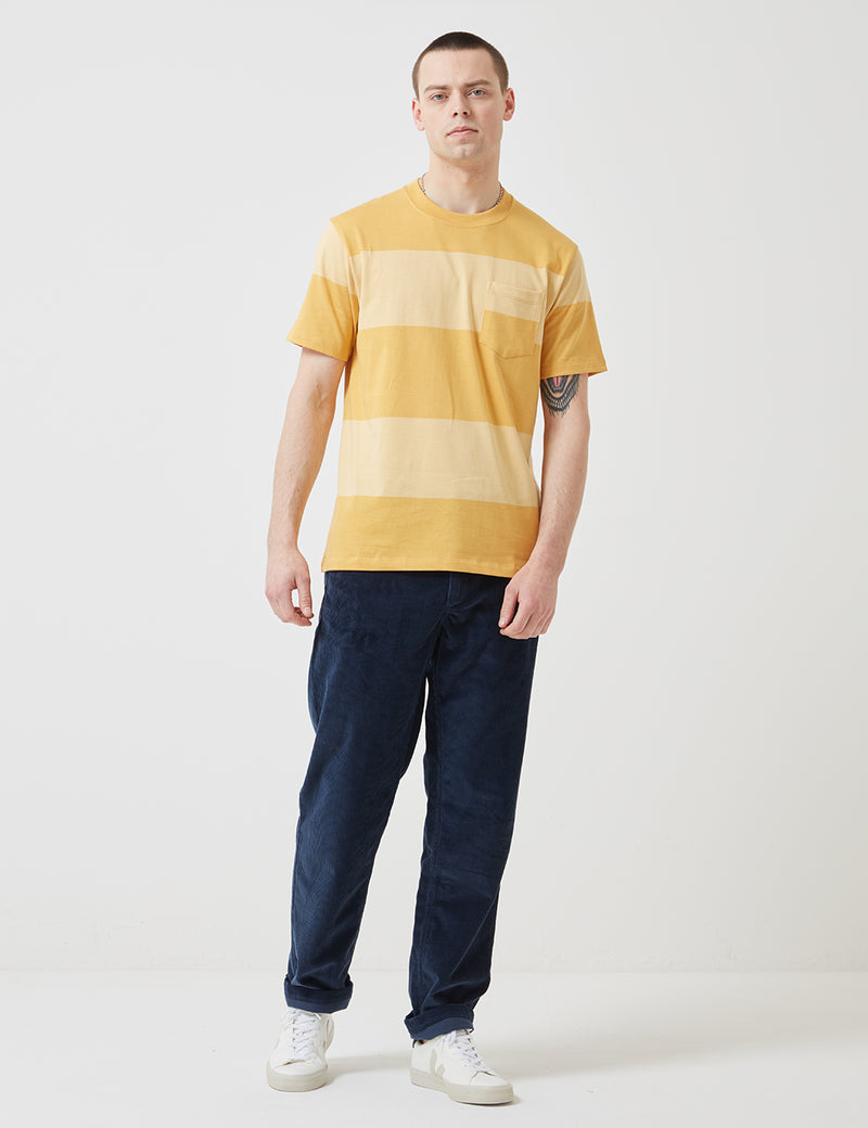 Norse Projects Johannes Block Stripe T-Shirt - Sunwashed Yellow