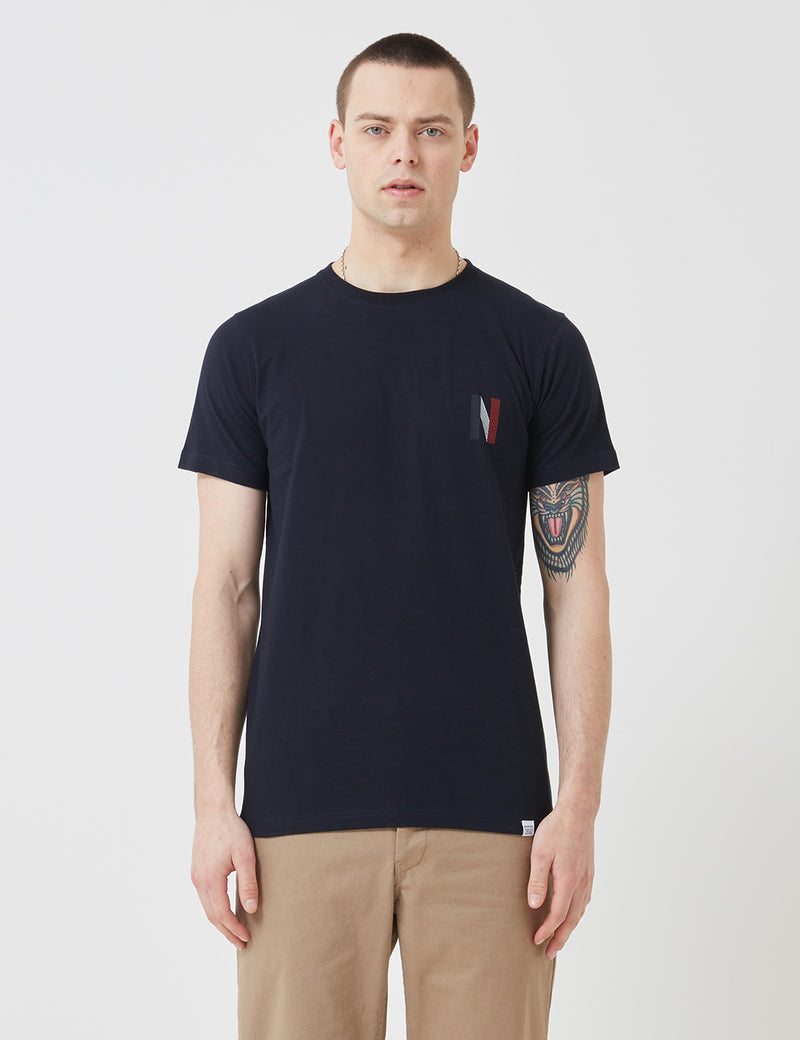 Norse Projects Niels Multi Logo T-Shirt - Dark Navy Blue