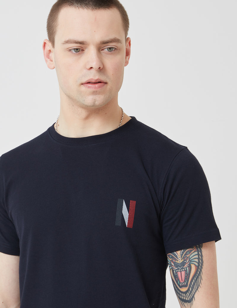 Norse Projects Niels Multi Logo T-Shirt - Dark Navy Blue