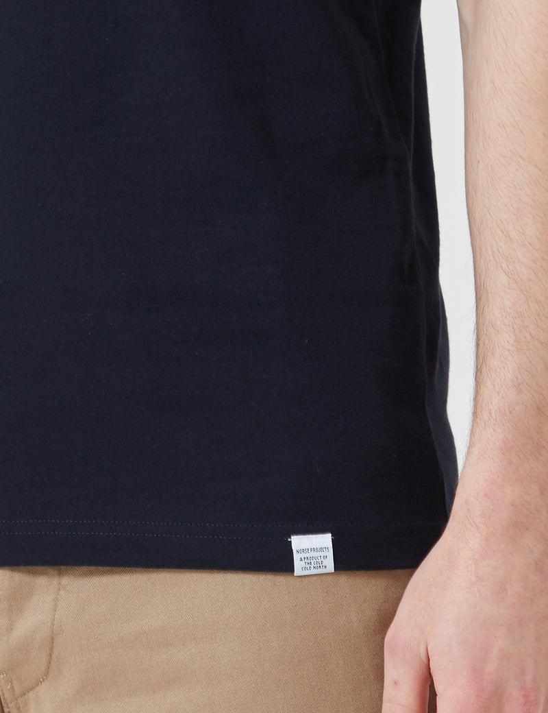 Norse Projects Niels Multi Logo T-Shirt - Dark Navy Blue