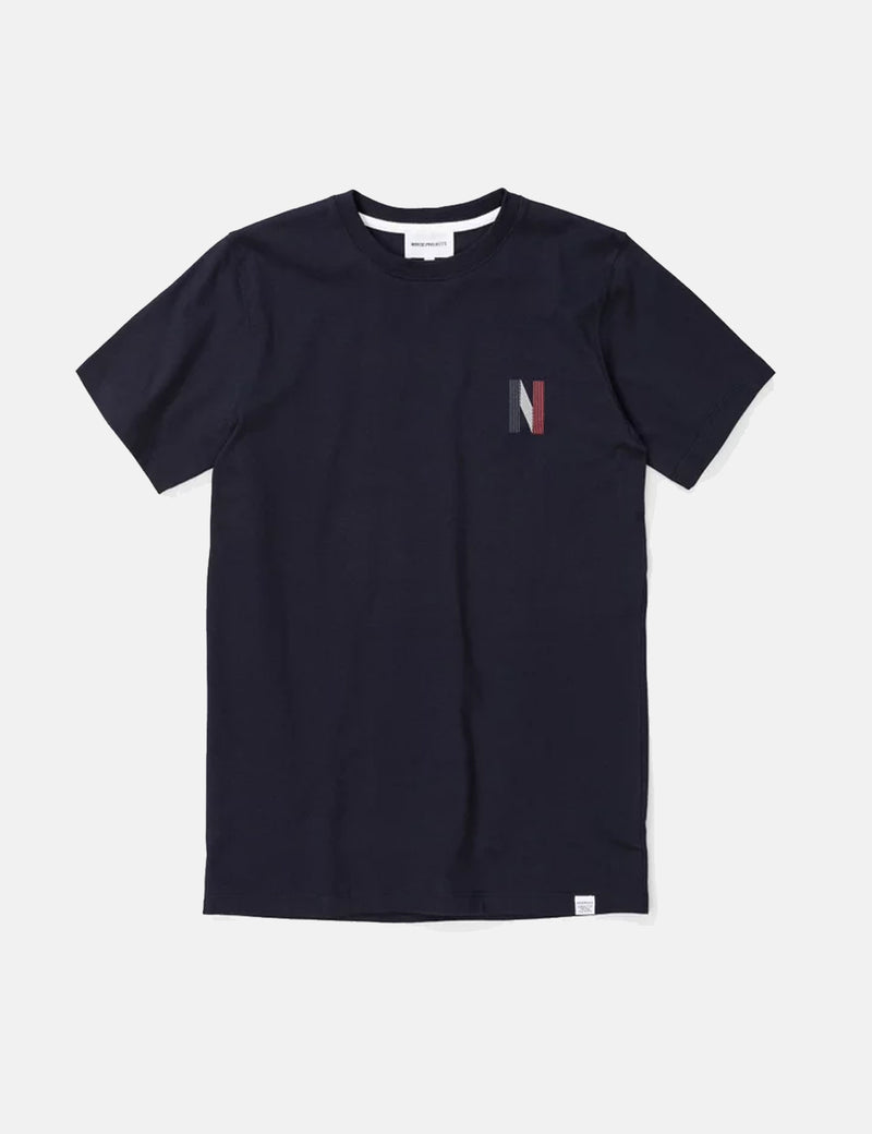 Norse Projects Niels Multi Logo T-Shirt - Dark Navy Blue