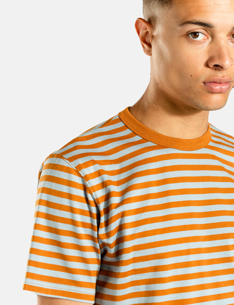 Norse Projects Niels Classic Stripe T-Shirt - Rufous Orange