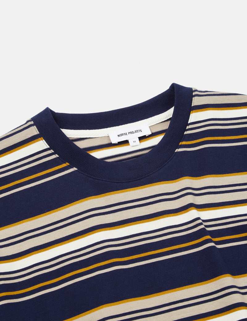 Norse Projects Johannes Weekend Stripe T-Shirt - Dark Navy