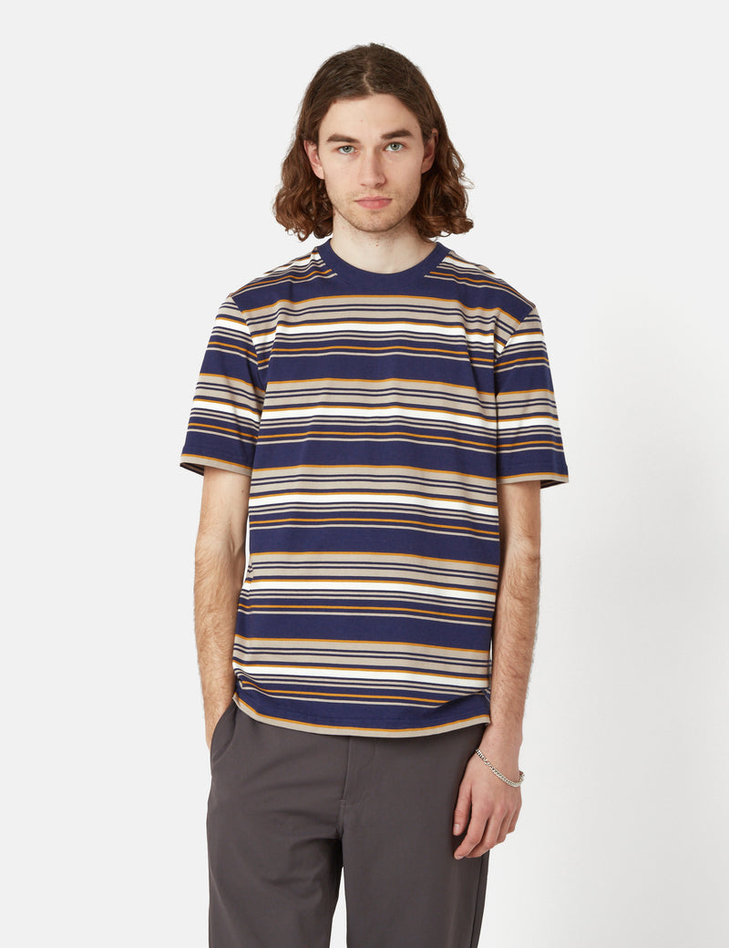 Norse Projects Johannes Weekend Stripe T-Shirt - Dark Navy