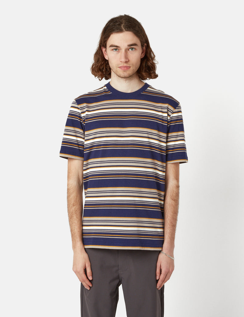 Norse Projects Johannes Weekend Stripe T-Shirt - Dark Navy