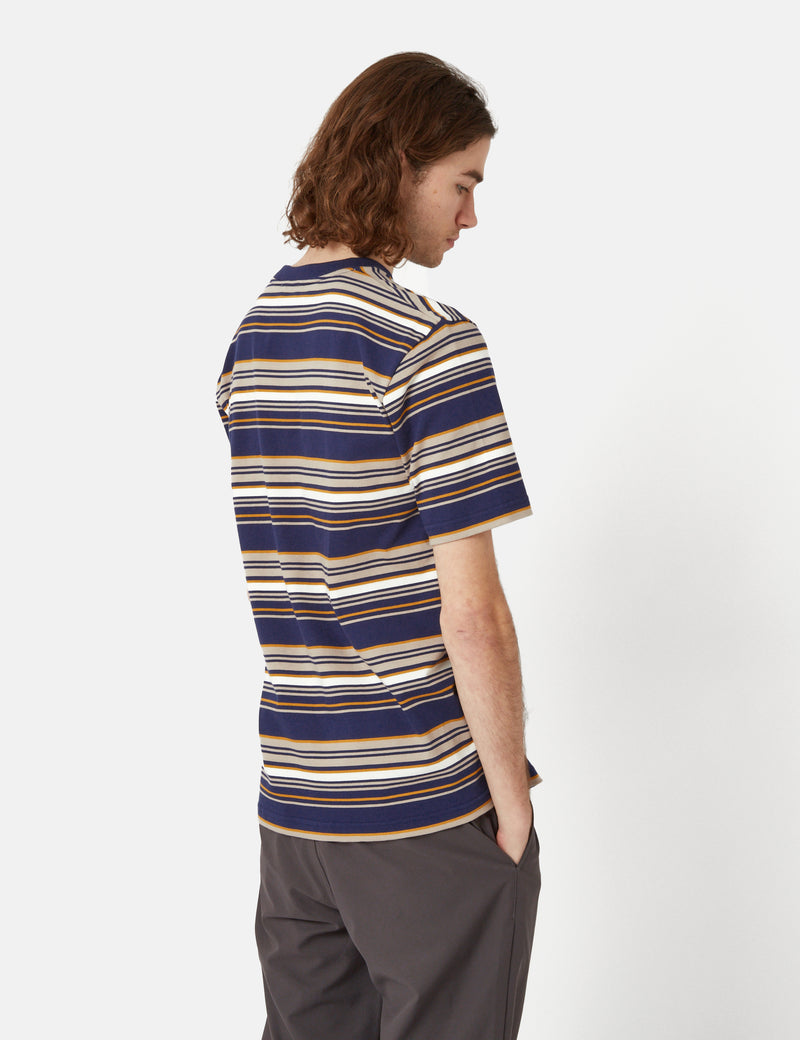 Norse Projects Johannes Weekend Stripe T-Shirt - Dark Navy