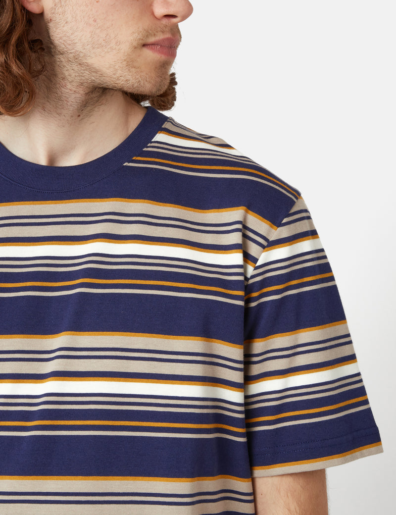 Norse Projects Johannes Weekend Stripe T-Shirt - Dark Navy