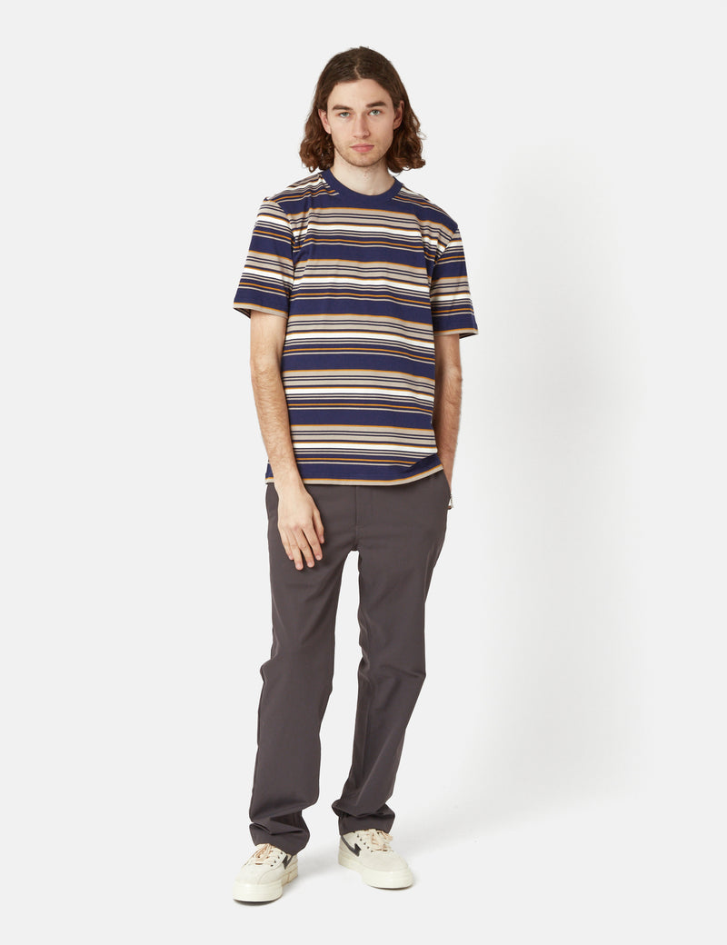 Norse Projects Johannes Weekend Stripe T-Shirt - Dark Navy