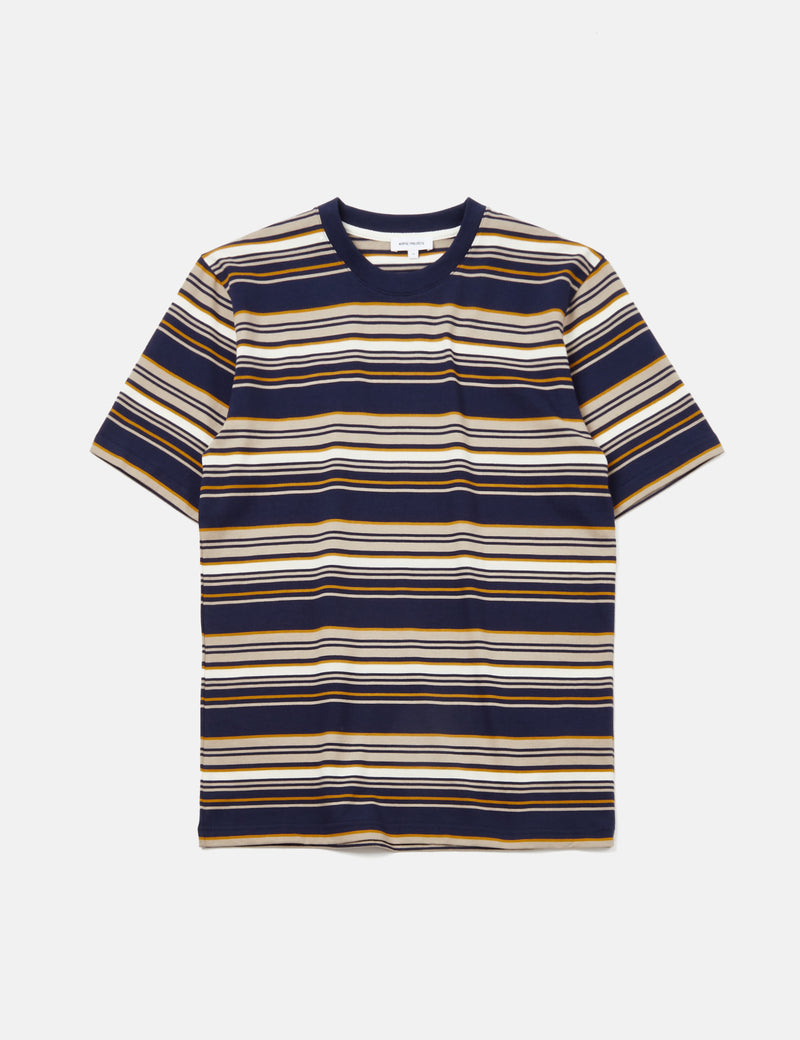 Norse Projects Johannes Weekend Stripe T-Shirt - Dark Navy