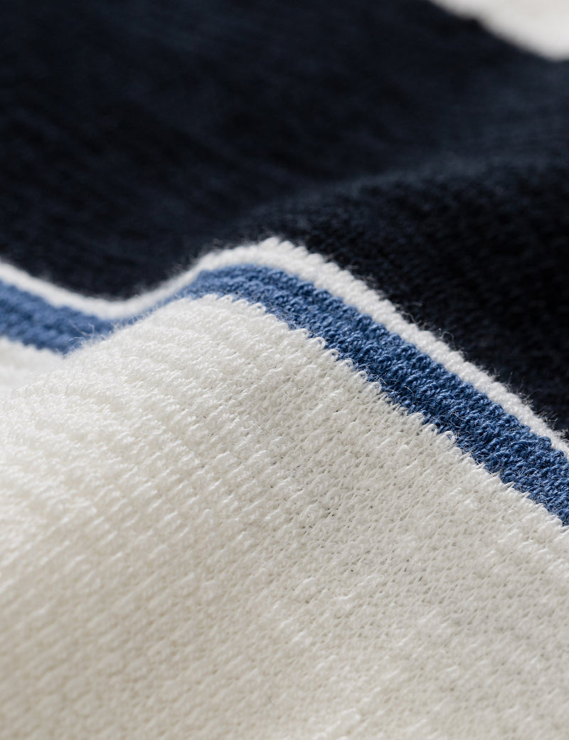 Norse Projects Johannes Textured Stripe Long Sleeve T-Shirt - Dark Navy Blue