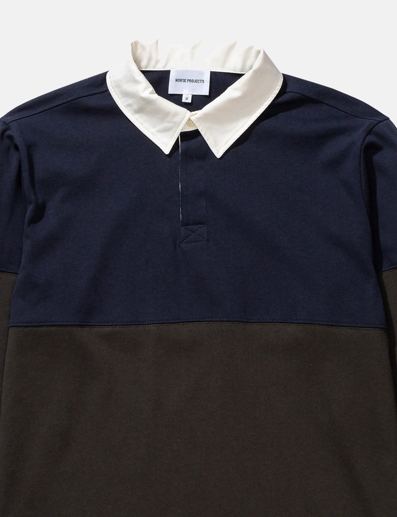 Norse Projects Ruben Colour Block Rugby Polo - Beech Green