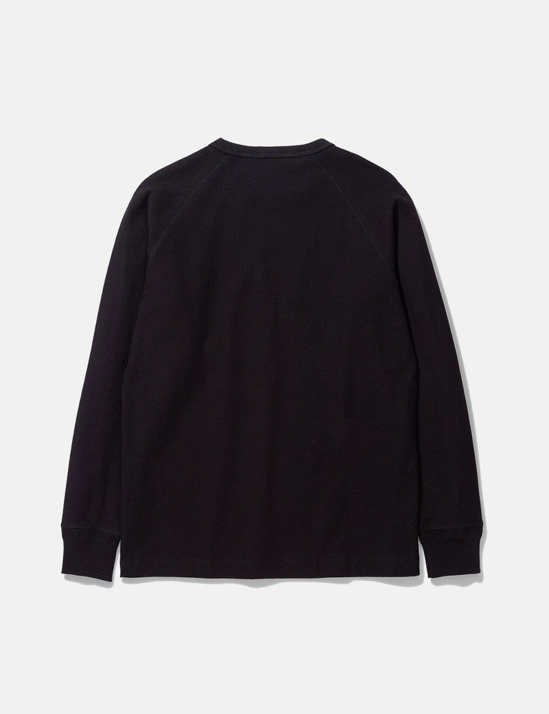 Norse Projects Aske Tab Series Waffle Long Sleeve T-Shirt - Black