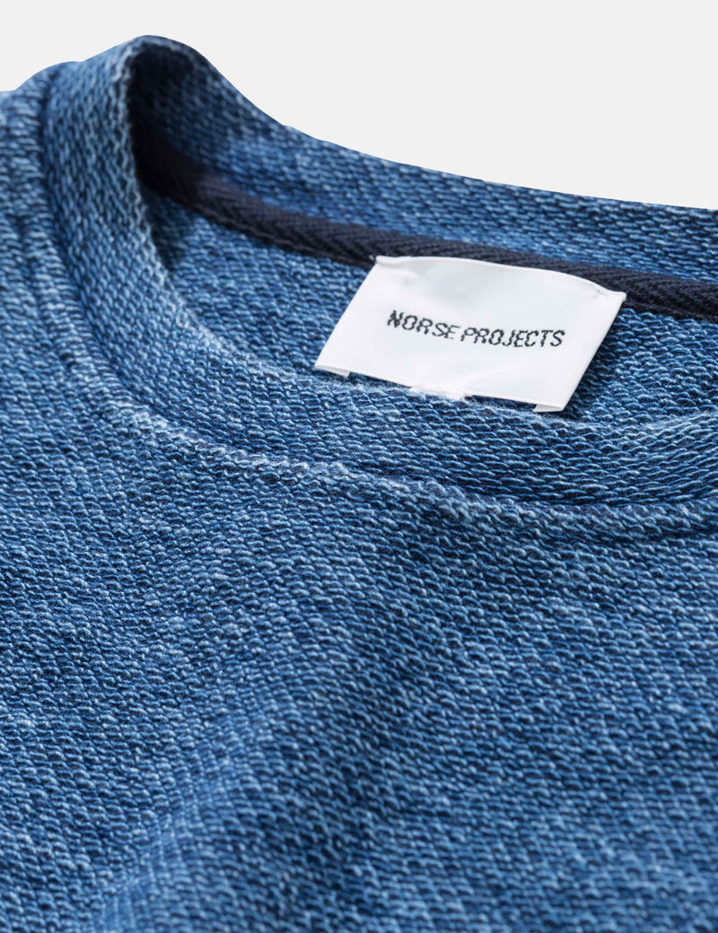 Norse Projects Halfdan Indigo Sweat - Light Indigo Blue