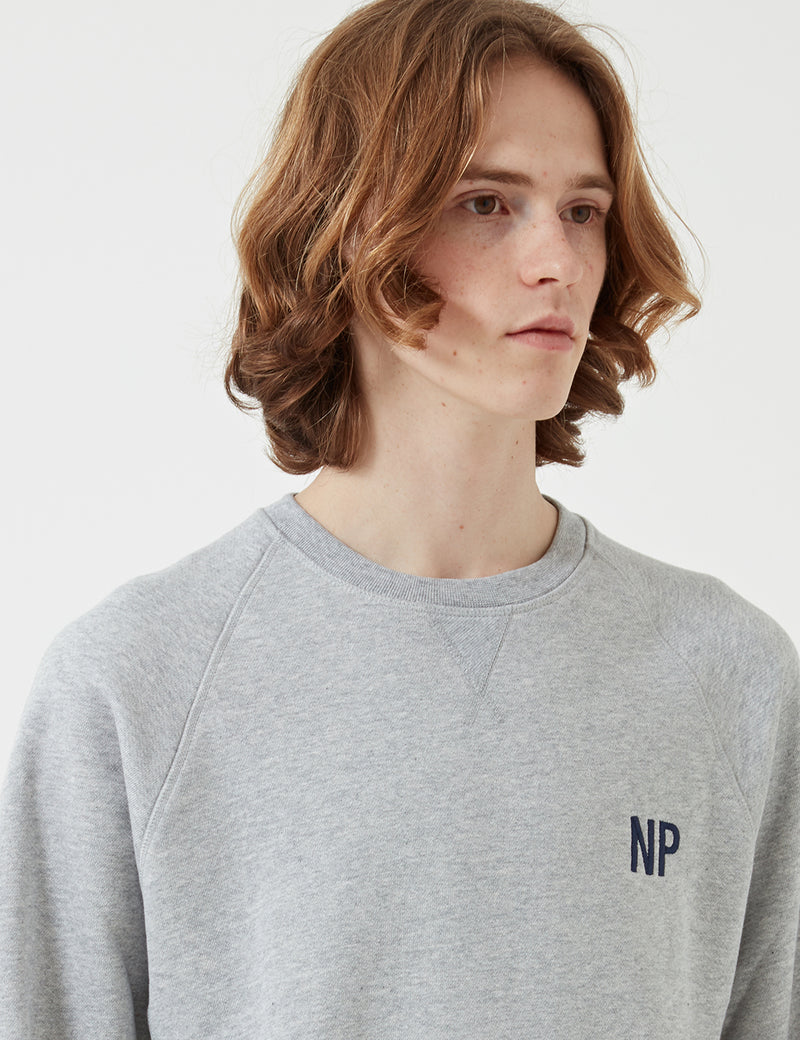 Norse Projects Ketel Crew Embroidery Logo Sweat - Light Grey Melange