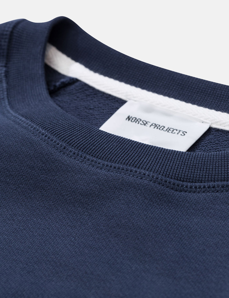 Norse Projects Ketel Classic Towelling Logo Sweatshirt - Dark Navy Blue