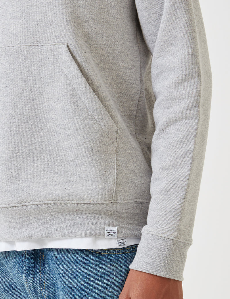 Norse Projects Vagn Classic Hooded Sweatshirt - Light Grey Melange