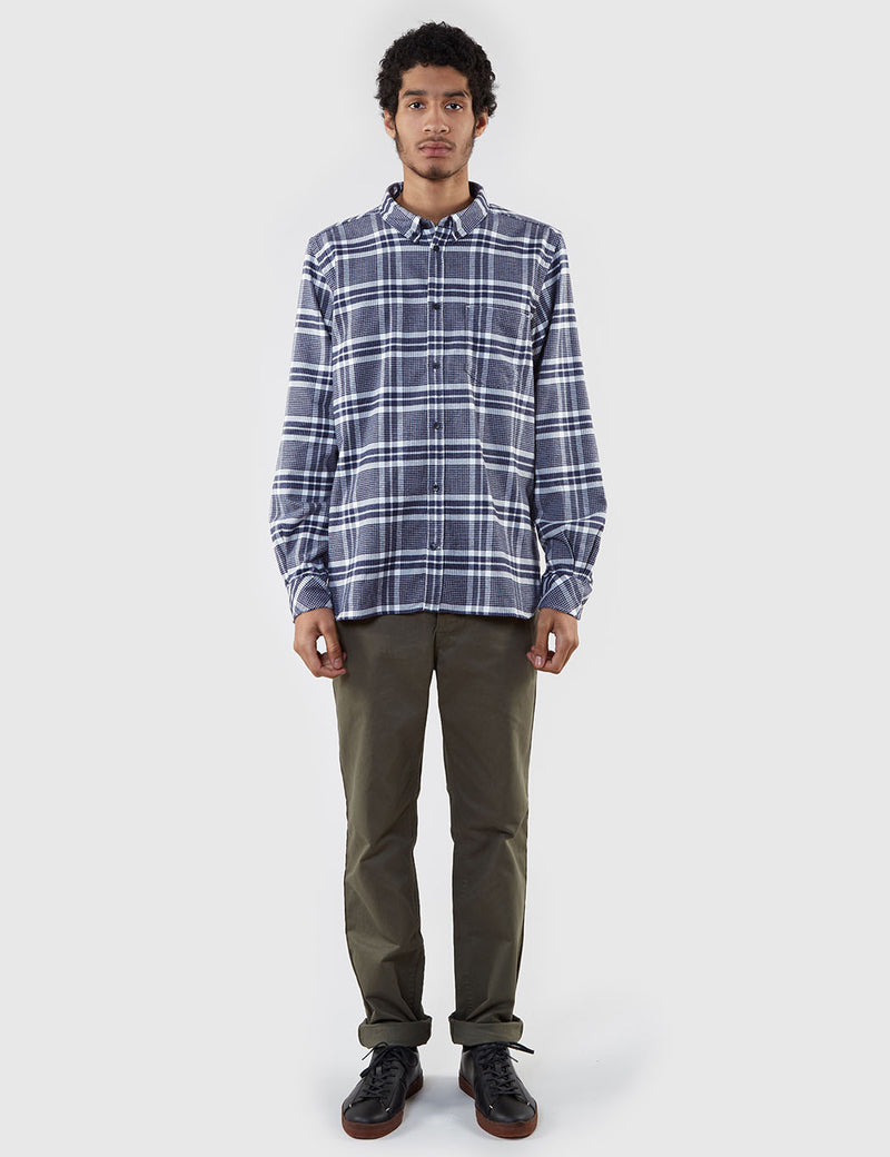 Norse Projects Hans Checked Flannel Shirt - Navy