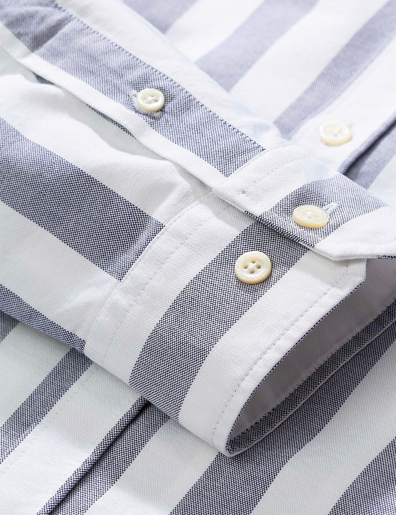Norse Projects Anton Oxford Shirt (Wide Stripe) - Navy Blue