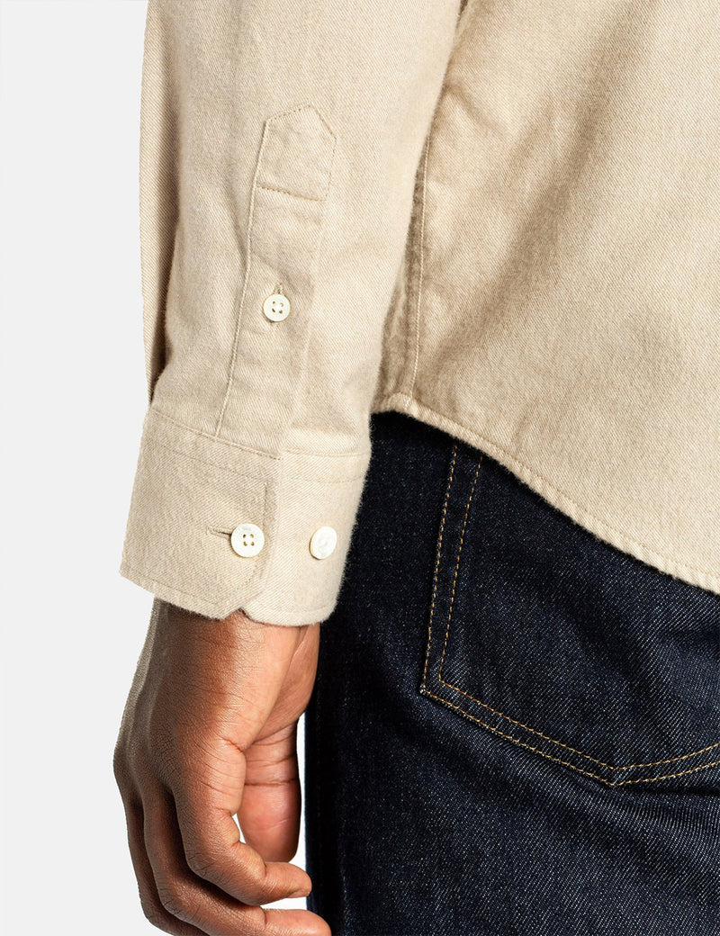 Norse Projects Anton Brushed Flannel Shirt - Utility Khaki