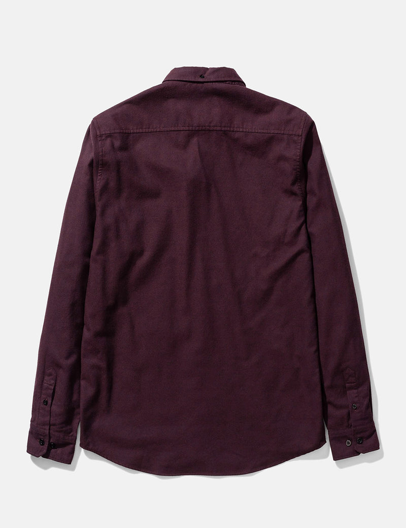 Norse Projects Anton Brushed Flannel Shirt - Eggplant Brown