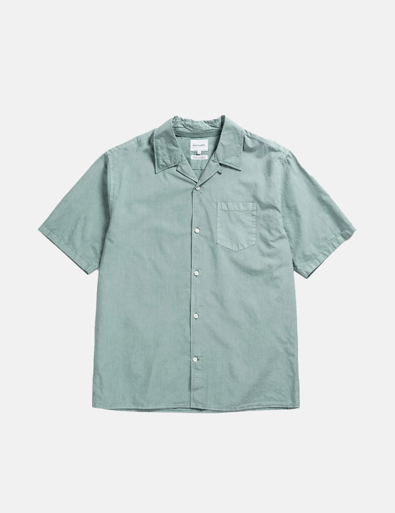 Norse Projects Carsten Short Sleeve Shirt (Tencel) - Mineral Blue