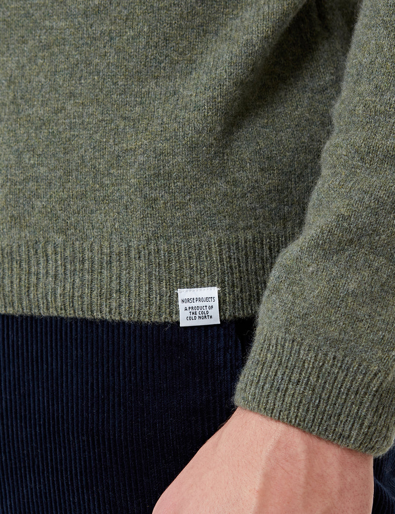 Norse Projects Sigfred Lambswool Jumper - Dried Olive Green