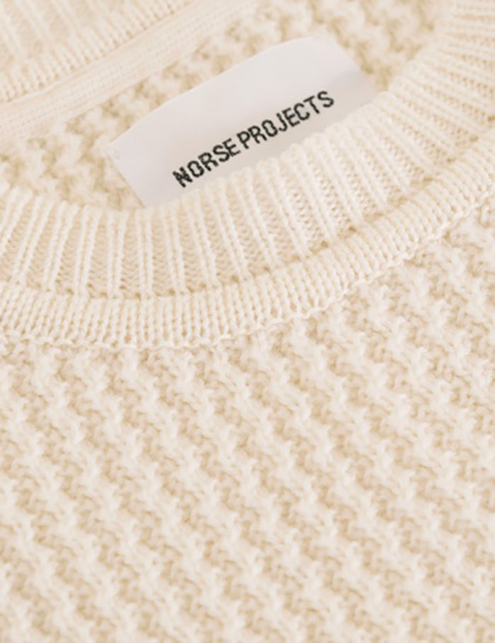 Norse Projects Sigfred Texture Jumper (Merino Wool) - Kit White