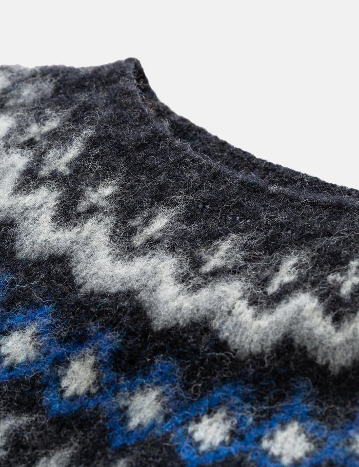 Norse Projects Birnir Fairisle Knit Sweatshirt - Grey Melange