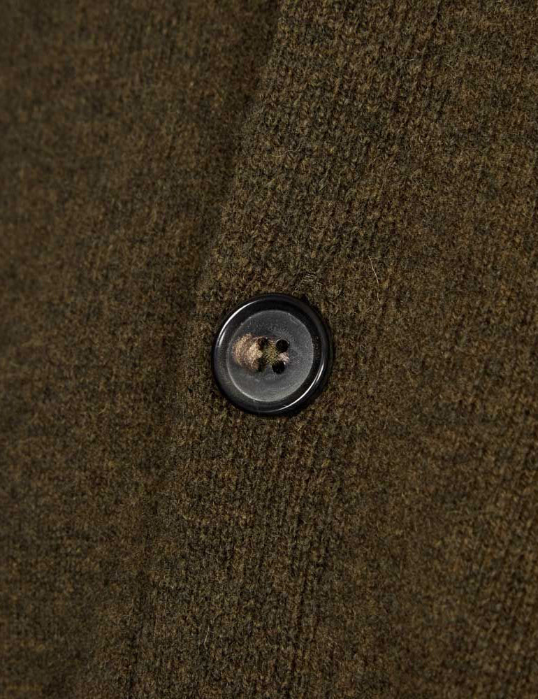 Norse Projects Adam Cardigan (Wool) - Dark Olive Green