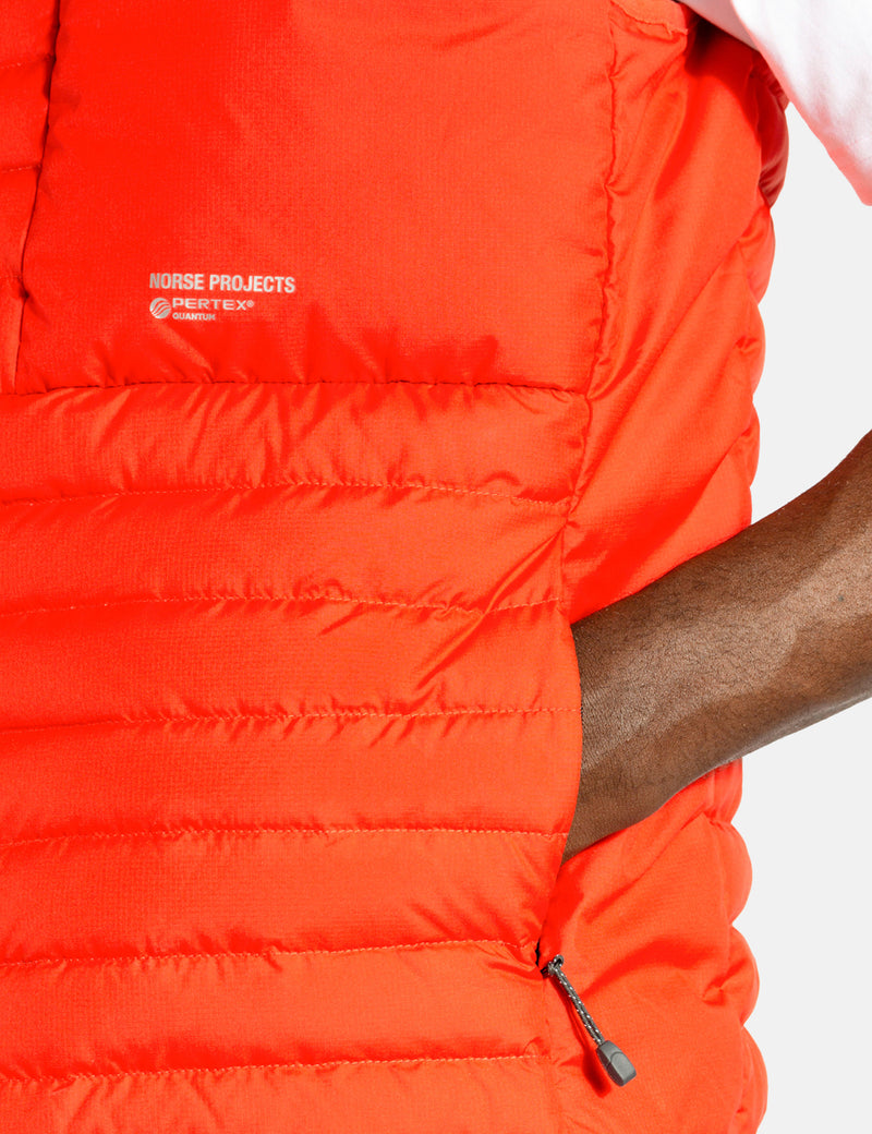 Norse Projects Birkholm Light Down Pertex Vest - Rescue Orange