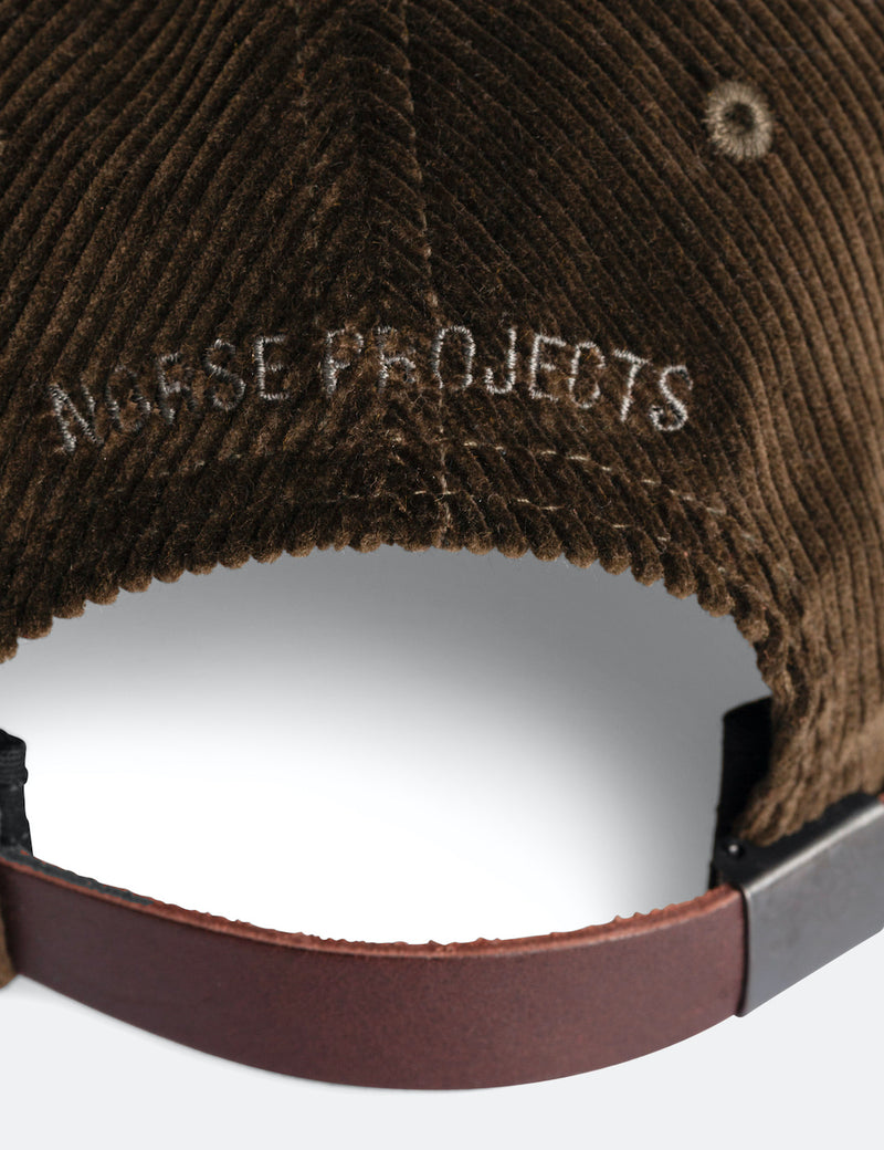 Norse Projects Wide Wale Cord Sports Cap - Beech Green