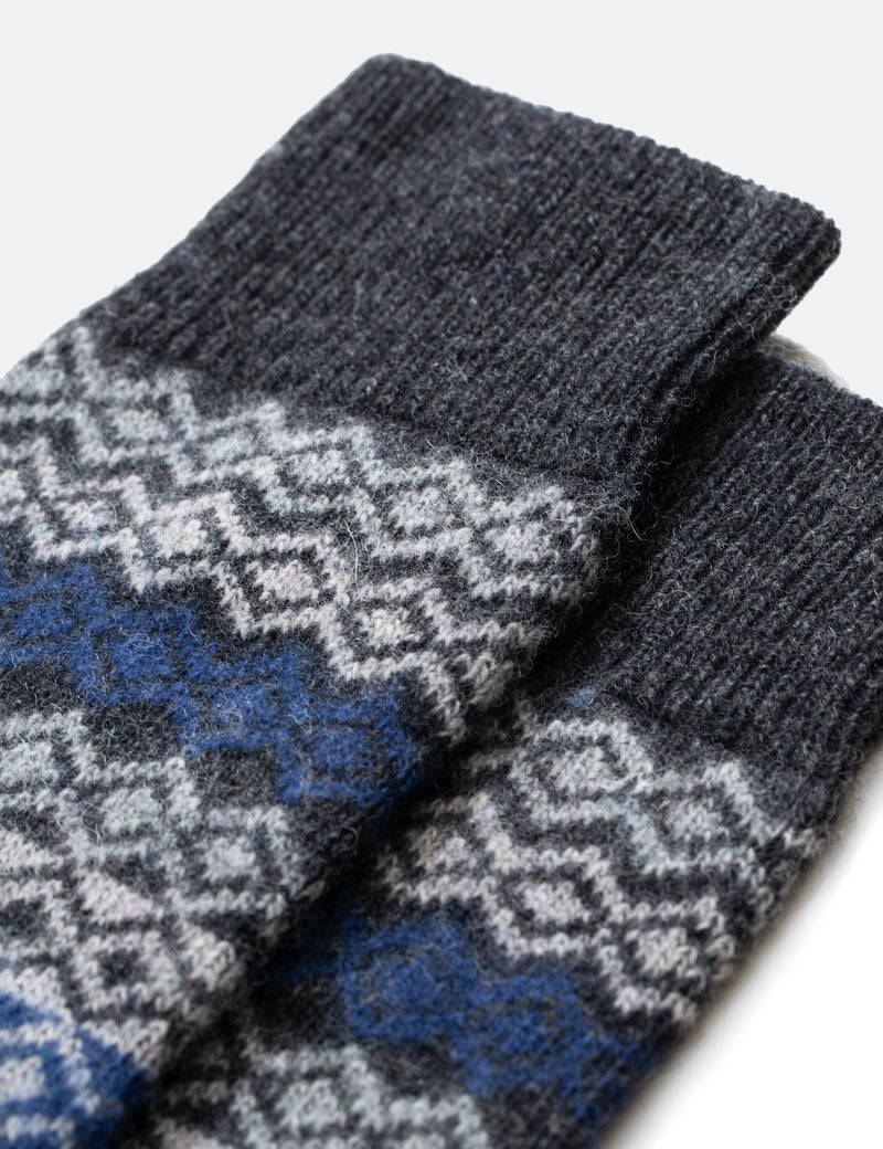 Norse Projects Bjarki Fairisle Socks - Charcoal Melange