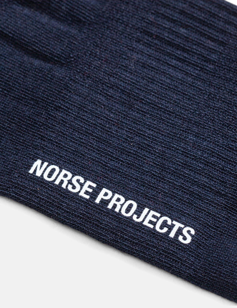 Norse Projects Bjarki Pique Stripe Socks - Dark Navy Blue