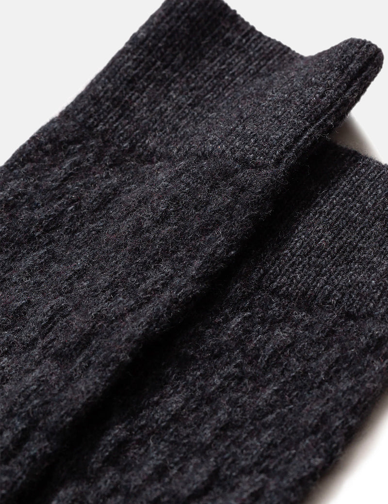 Norse Projects Bjarki Fairisle Texture Socks - Charcoal Melange
