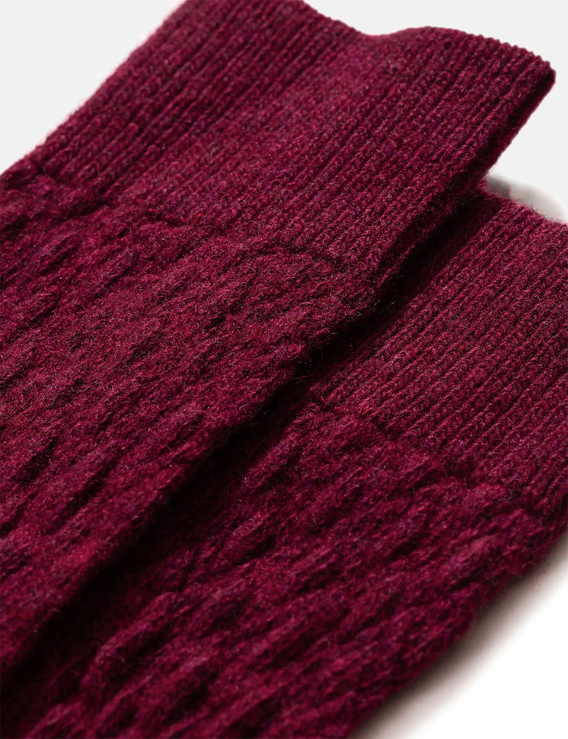 Norse Projects Bjarki Fairisle Texture Socks - Mulberry Red