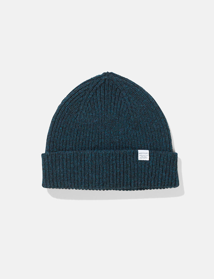 Norse Projects Lambswool Beanie Hat - Dark Navy Blue