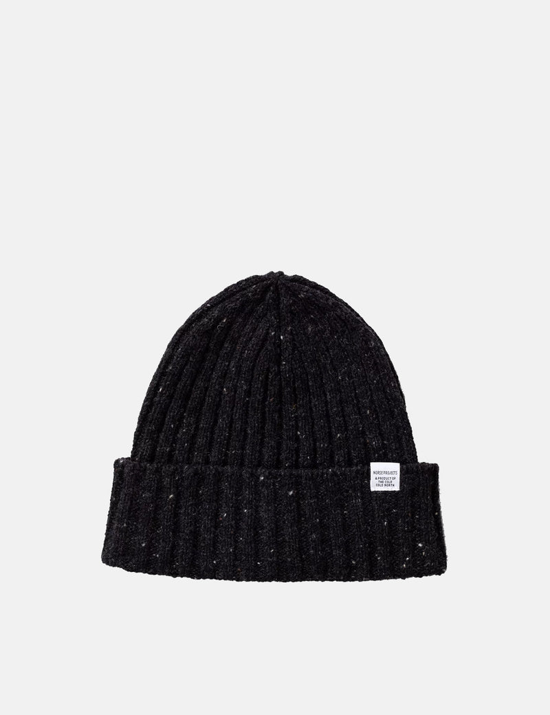 Norse Projects Neps Beanie Hat (Wool) - Charcoal Melange Grey