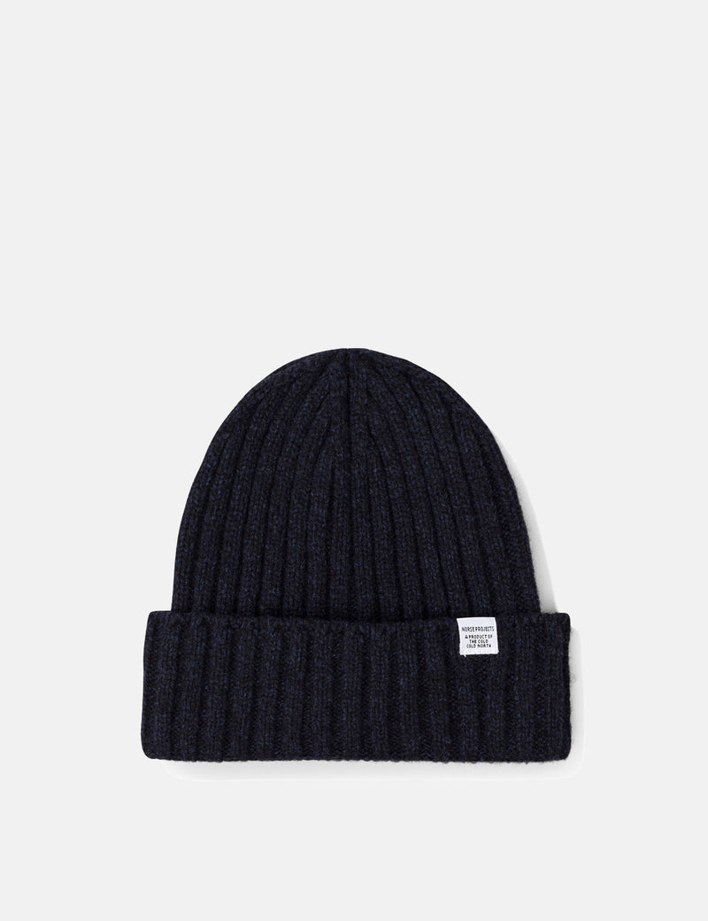 Norse Projects Wide Rib Beanie Hat - Dark Navy