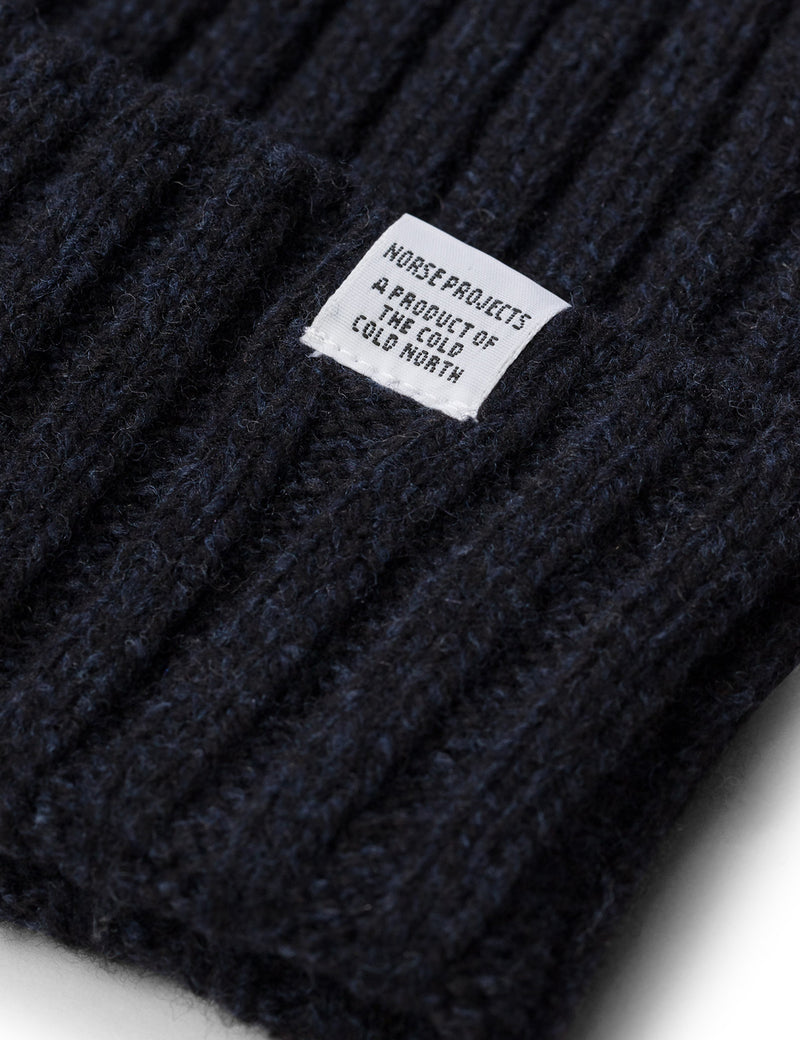 Norse Projects Wide Rib Beanie Hat - Dark Navy