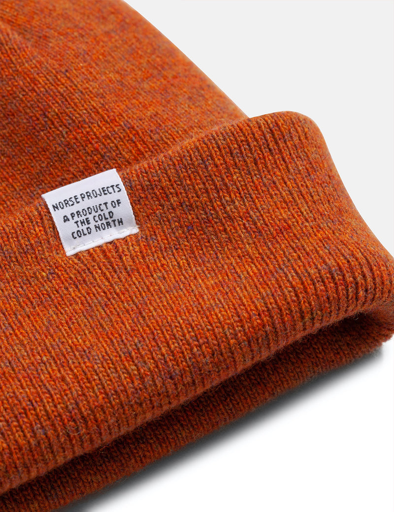 Norse Projects Light Wool Beanie Hat - Cadmium Orange