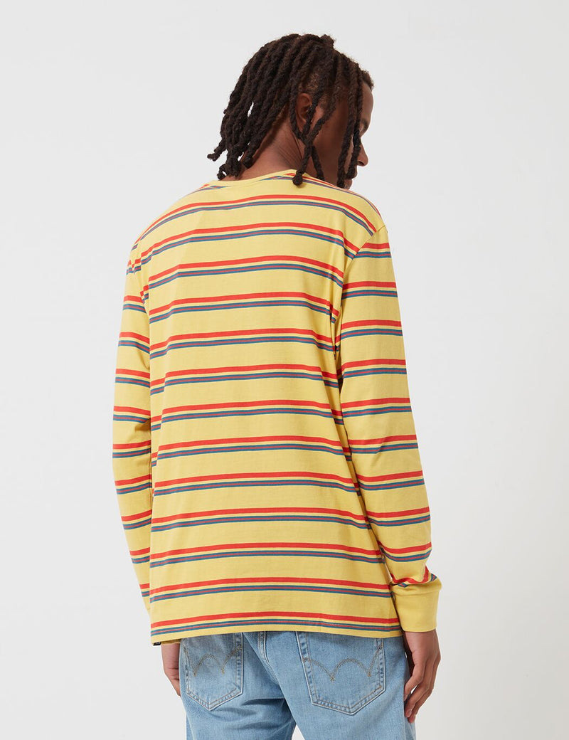 North Face Boruda Long Sleeve T-Shirt (Stripe) - Bamboo Yellow