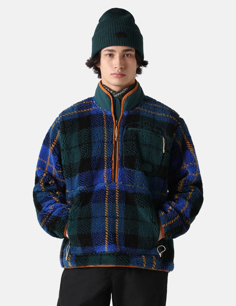 North Face Extreme Pile Pullover Jacket (Plaid Print) - Ponderosa Green