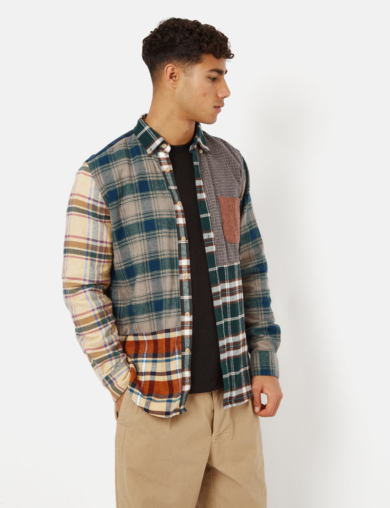 Portuguese Flannel Patchwork Shirt - Blue Multi I Urban Excess