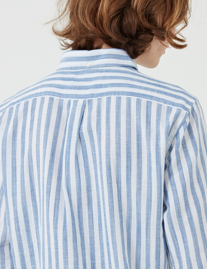 Portuguese Flannel Praia Half-Placket Shirt (Button Down) - Blue