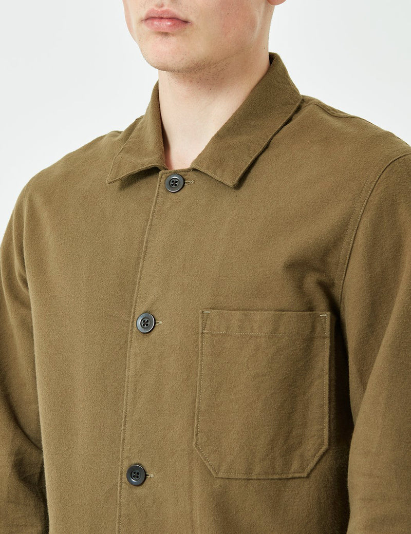 Portuguese Flannel Pinheiro Jacket (Brushed Flannel) - Olive Green