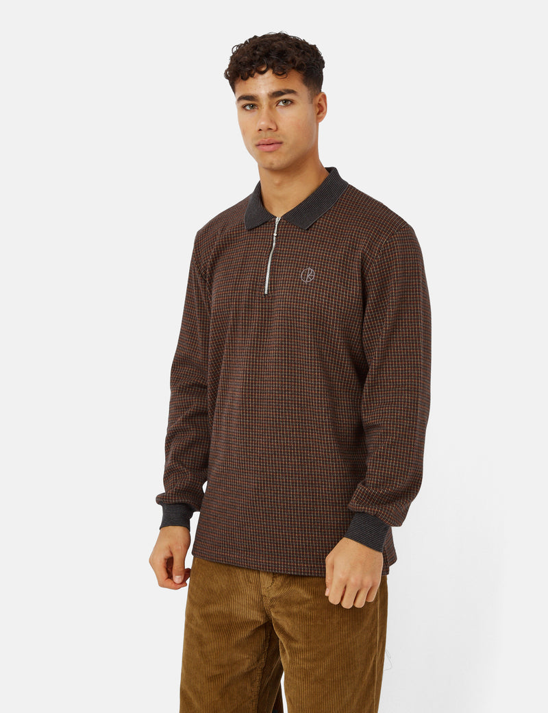 Polar Skate Co. Jacques Polo Long Sleeve Shirt - Grey/Brown