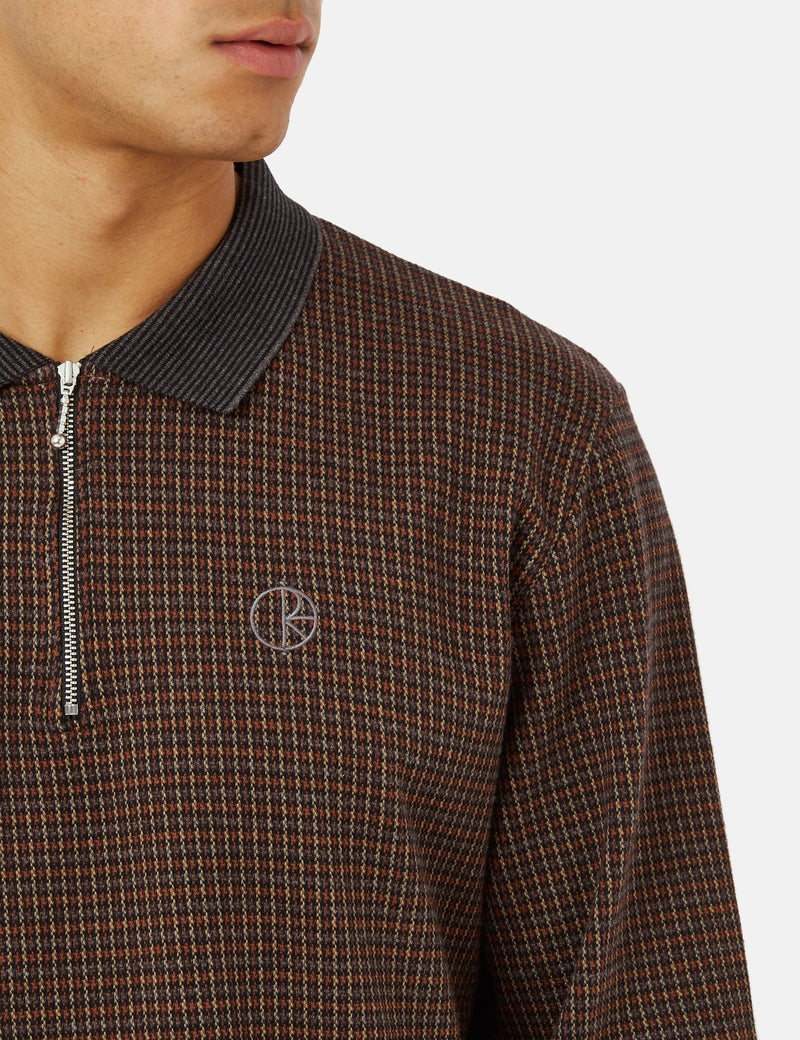 Polar Skate Co. Jacques Polo Long Sleeve Shirt - Grey/Brown