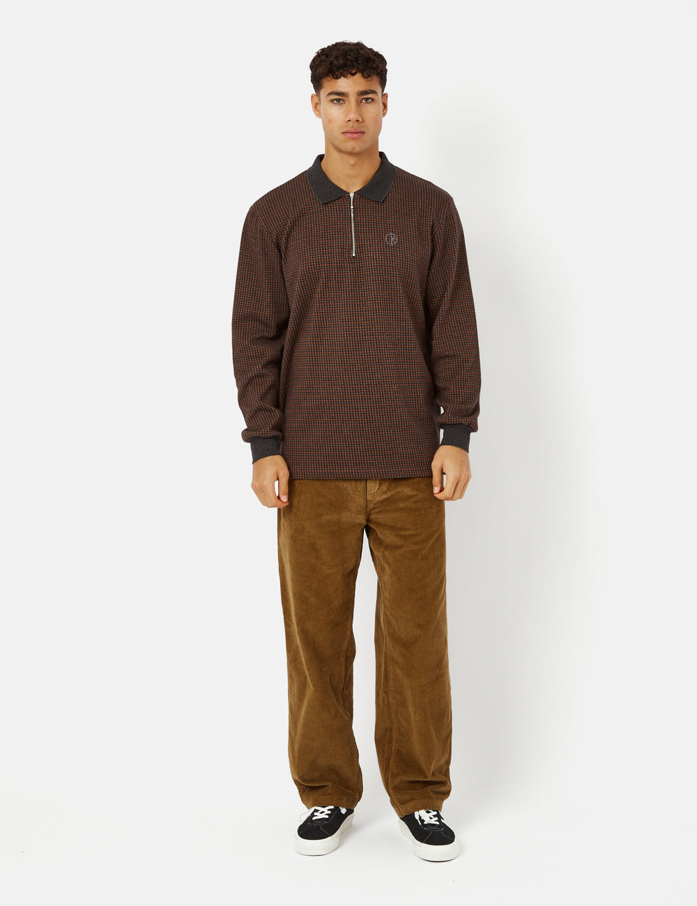 Polar Skate Co. Jacques Polo Long Sleeve Shirt - Grey/Brown I