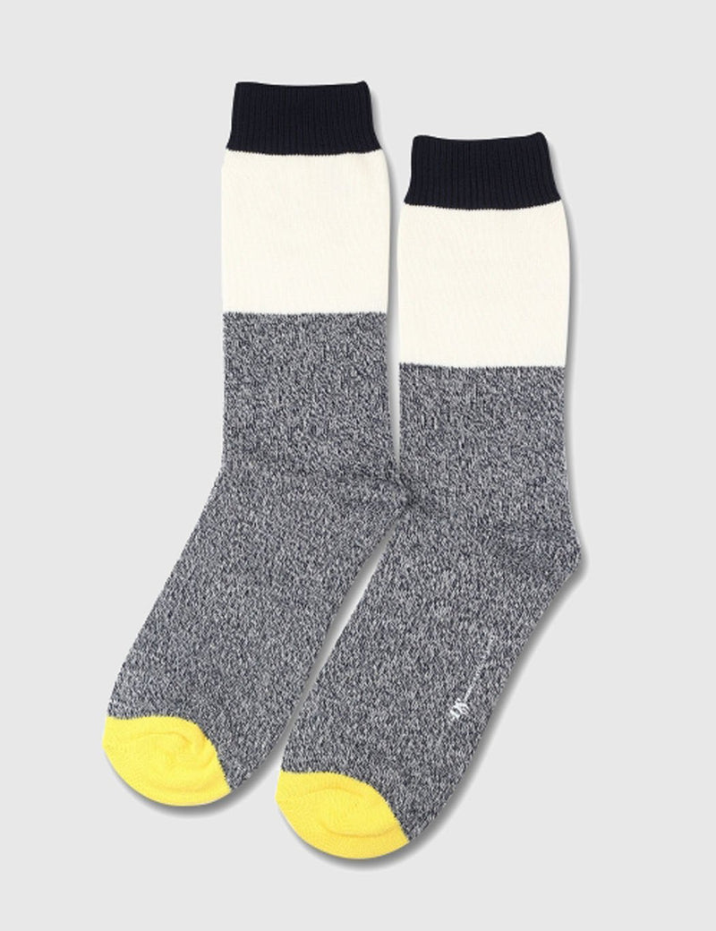 Democratique Relax Block Socks - Navy/White/Yellow - Article