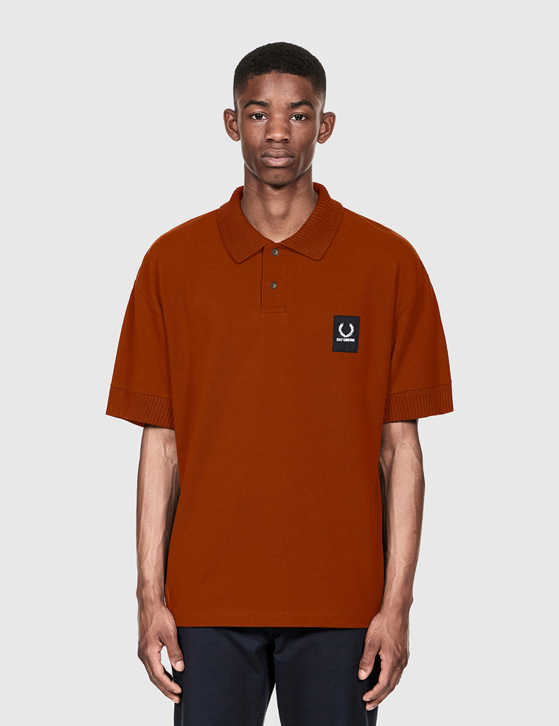 Fred Perry x Raf Simons Short Sleeve Rib Pique Shirt - Brass